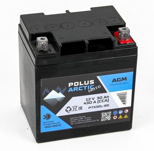 Фото polus arctic moto 6ct-30 (ptx30l-bs) agm